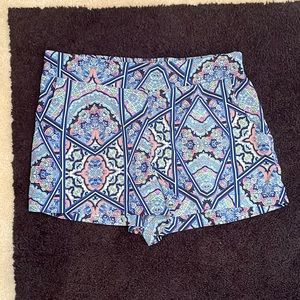 NEW Charlotte Russe blue white purple patterned shorts